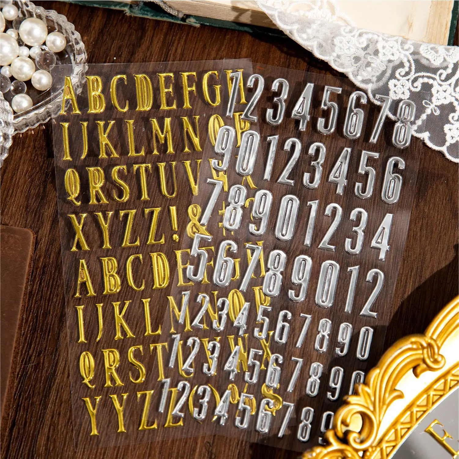 Gold Silver Foil Stamped Alphabet And Number Stickers For Crafts Art Making Decals For Sign Notebook Classroom Decor