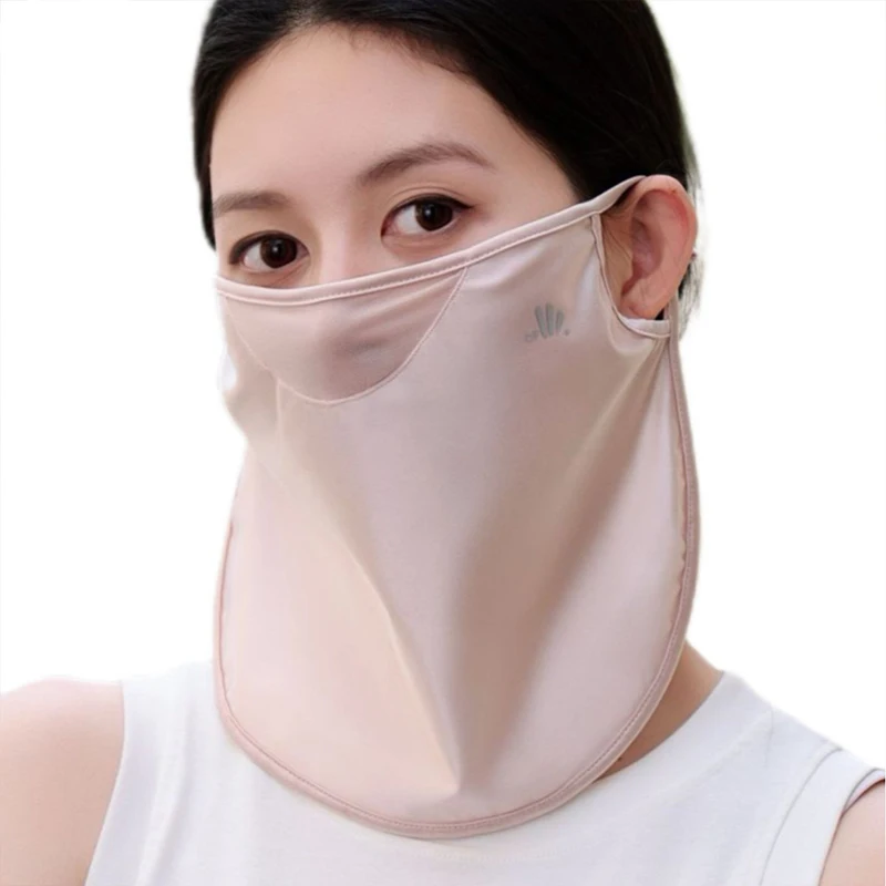 Ice Slik Mask Women Elegant Anti-Uv Driving Face Cover Neck Protection Breathable Sunshade Cooling Outdoor Hiking Face Mask