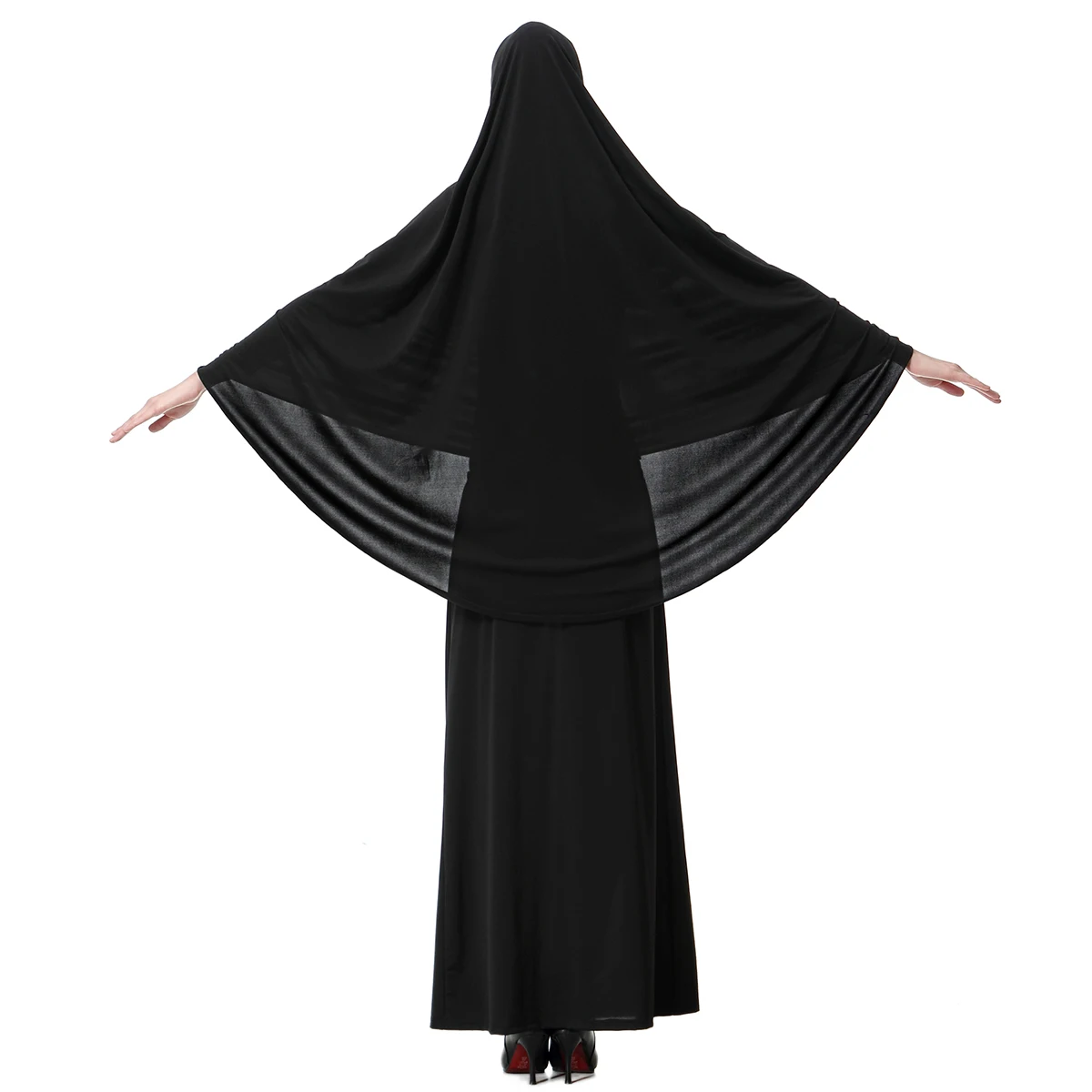 Muslim Women 2 PCS Solid Color Long Hijab Abaya Ankle Length Arab Lady Modest Tube Skirts Prayer Ramadan Eid Clothes