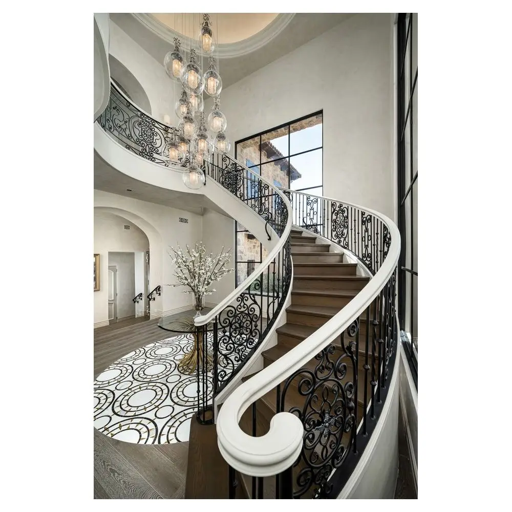 التخصيص الطبيعي الأبيض الباندا الرخام مستقيم الدرج داخلي العائمة درج خطوة مع البناء المعدني أرضيات حلزونية الحجر #5