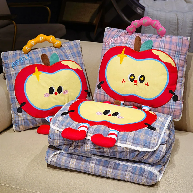 

Милая плюшевая подушка с яблоком, многофункциональная подушка-одеяло, декоративная подушка 2-в-1, идеально подходящая для дома, офиса, отдыха и путешествий в автомобиле