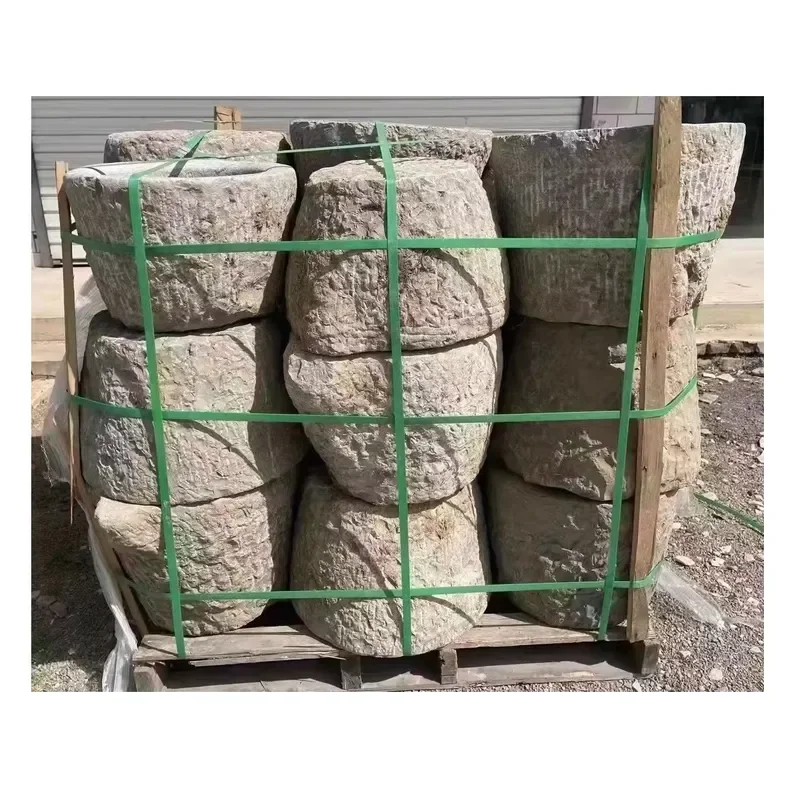 for Used Garden Antique Blue Stone Limestone Large Round Water Troughs and Planter Pot Flowerpot
