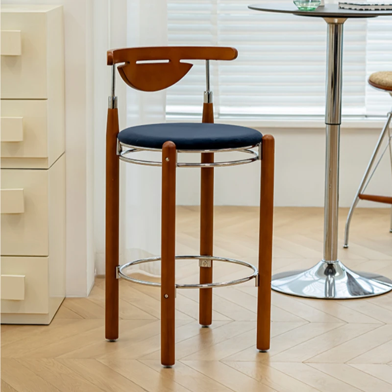 High Design Lounge Bar Stool Modern Counter Round Reception Designer Kitchen Chair Luxury Quality Wood Tabouret De Bar Furniture