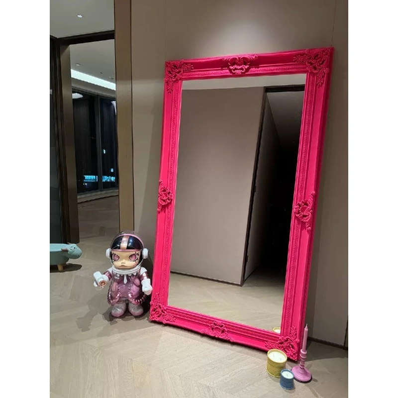 full-body mirror household floor-to-ceiling, full-length  French retro movable  relief color large
