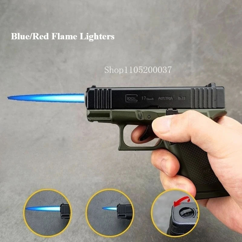 Mini encendedor creativo de turbina de Gas butano con diseño de pistola pulverizadora, encendedores de cigarros de Metal con llama a prueba de viento para exteriores, regalo de dispositivo para hombre