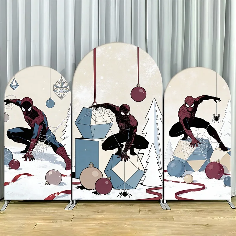 

Arch Backdrop Cover Single Side Spider Man Holiday Festive Snow Ornaments Party Decoration Photo Booth Background Props Event
