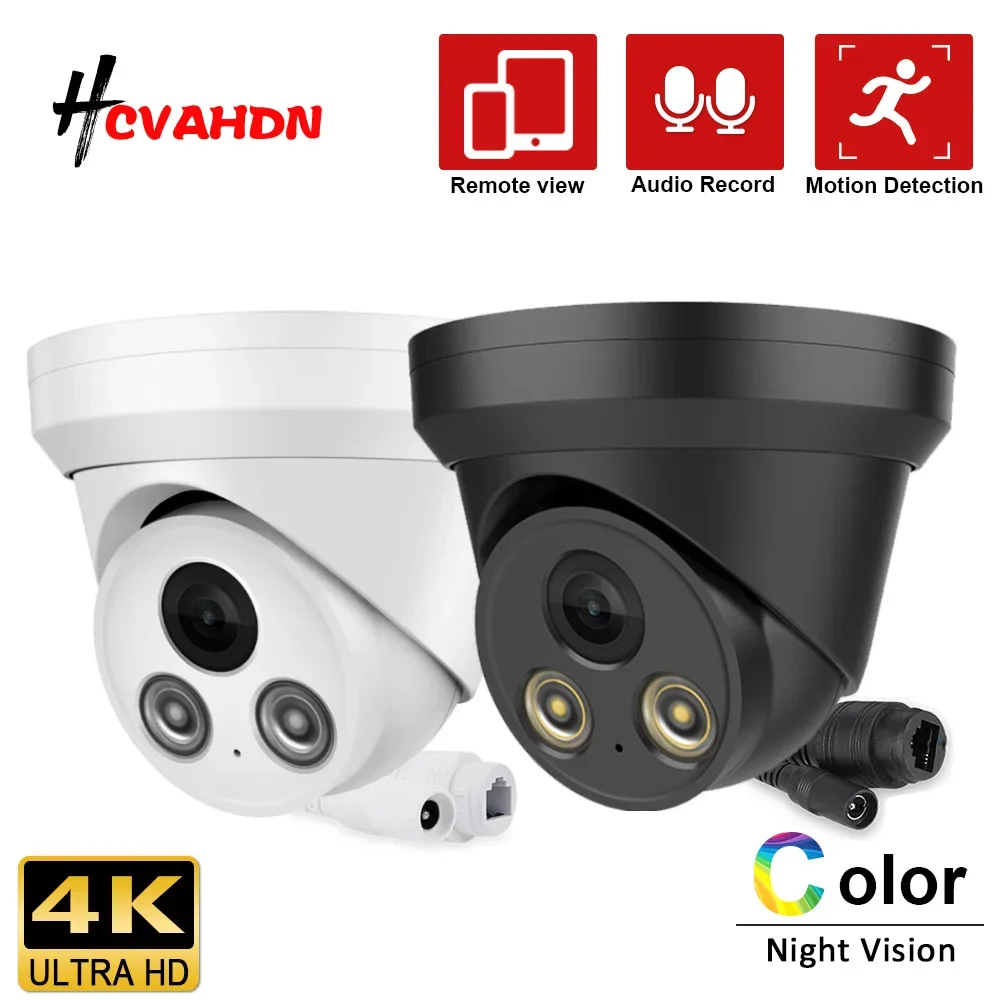 4K POE IP Dome Camera Outdoor Full Color Night Vision CCTV Security Surveillance Camera 8MP Metal Waterproof IP Cam for NVR Set
