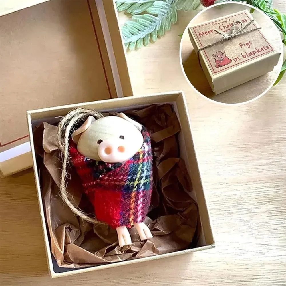 مضحك الخنازير في البطانيات شجرة عيد الميلاد شماعات الخنازير زخرفة الخنازير اليدوية في البطانيات هدية مزخرفة صندوق ديكور سر سانتا هدية #4