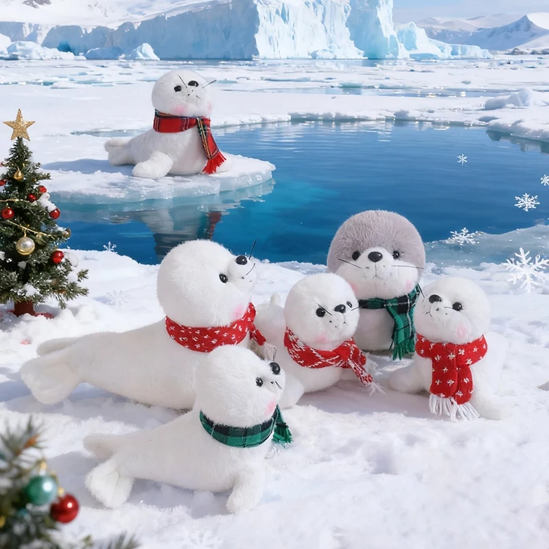 

Новые плюшевые игрушки-имитации тюленей и львов 18/23 см, милые мягкие морские животные, рождественская кукла-тюлень для сна, подарки для девочек