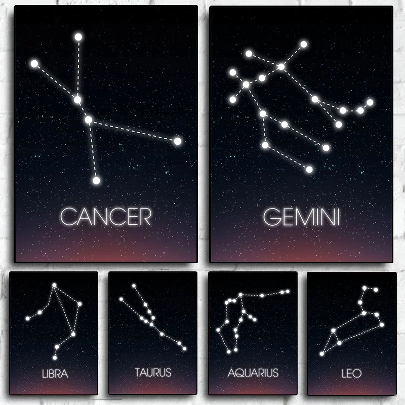 

Zodiac Star Constellation Posters Scorpio Leo Aries Virgo Canvas Painting Wall Art Picture For Livinig Room Home Decoration