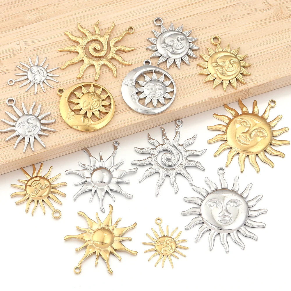 

2/6pcs Stainless Steel Sun Sunlight Heart Charms Accessories for Ornament Connectors Clothing Decoration Making DIY Supplies