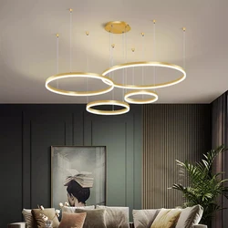 Pendant Light Golden Circle Home Lighting Hanging Pendant Light Ceiling Pendant Light Simple Modern Style LED Lights