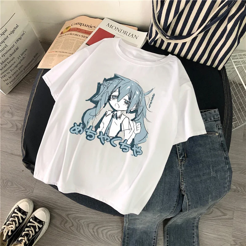 女性用半袖Tシャツ,女の子用原宿キャラクタープリントTシャツ,韓国原宿トップス,ベーシックなカジュアルブラックカラー,女の子用半袖トップス