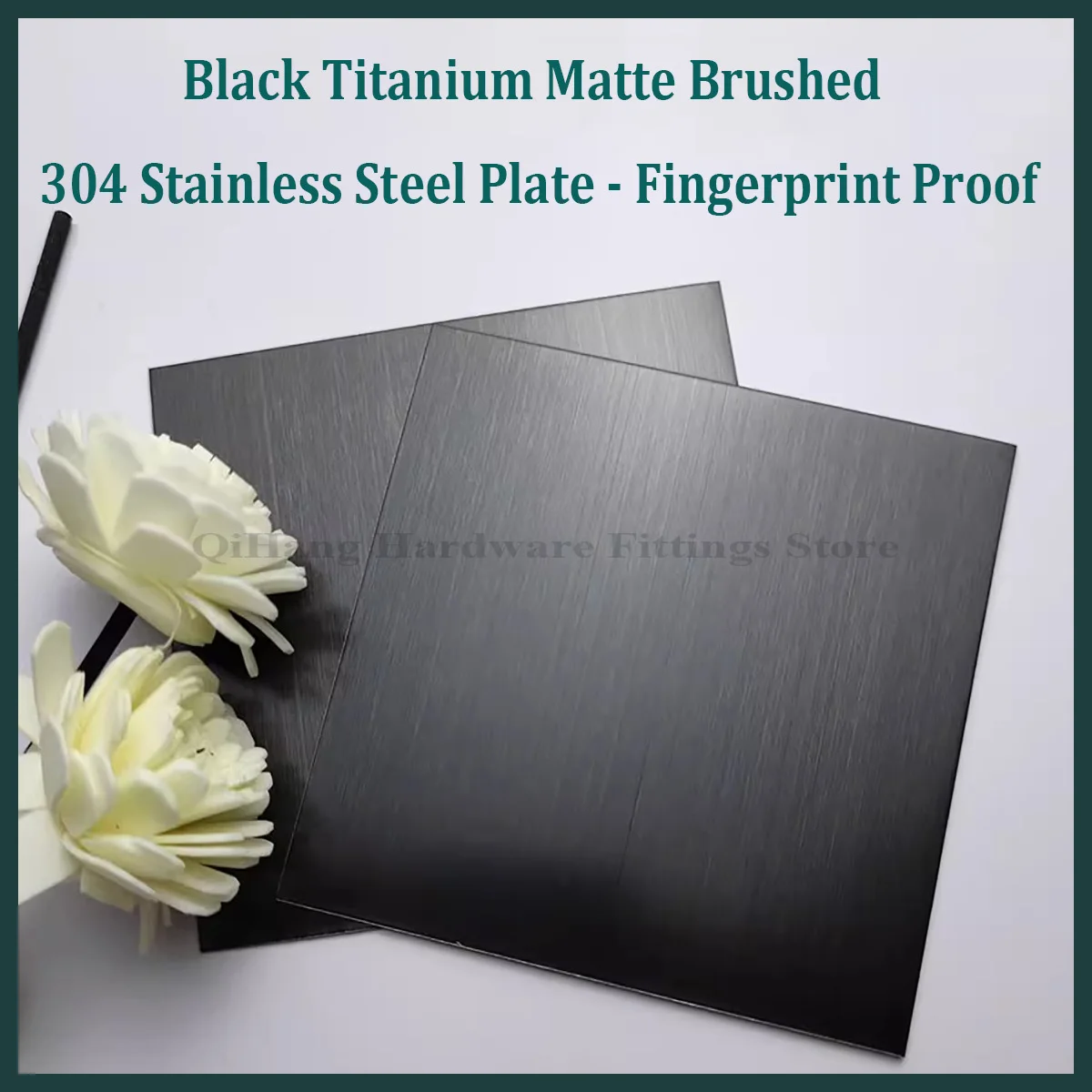 

Black Titanium Matte Brushed 304 Stainless Steel Plate - Fingerprint Proof, Laser Cut, Custom Processing by Your Provided Design