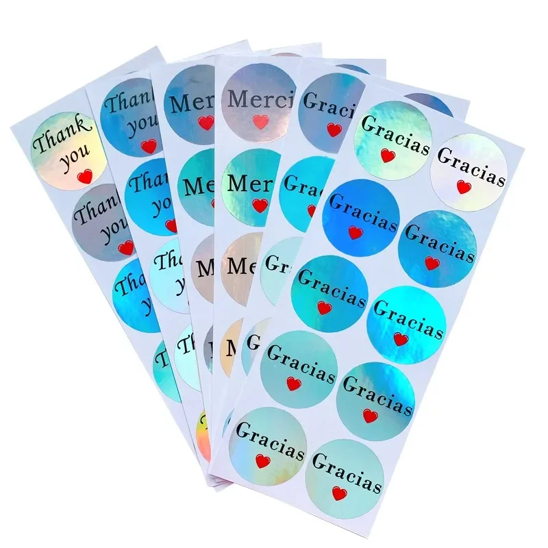 100pcs/pack Laser Thank You Red Love Sealing Sticker Creative Decor DIY Multifunction Seal Sticker Gift