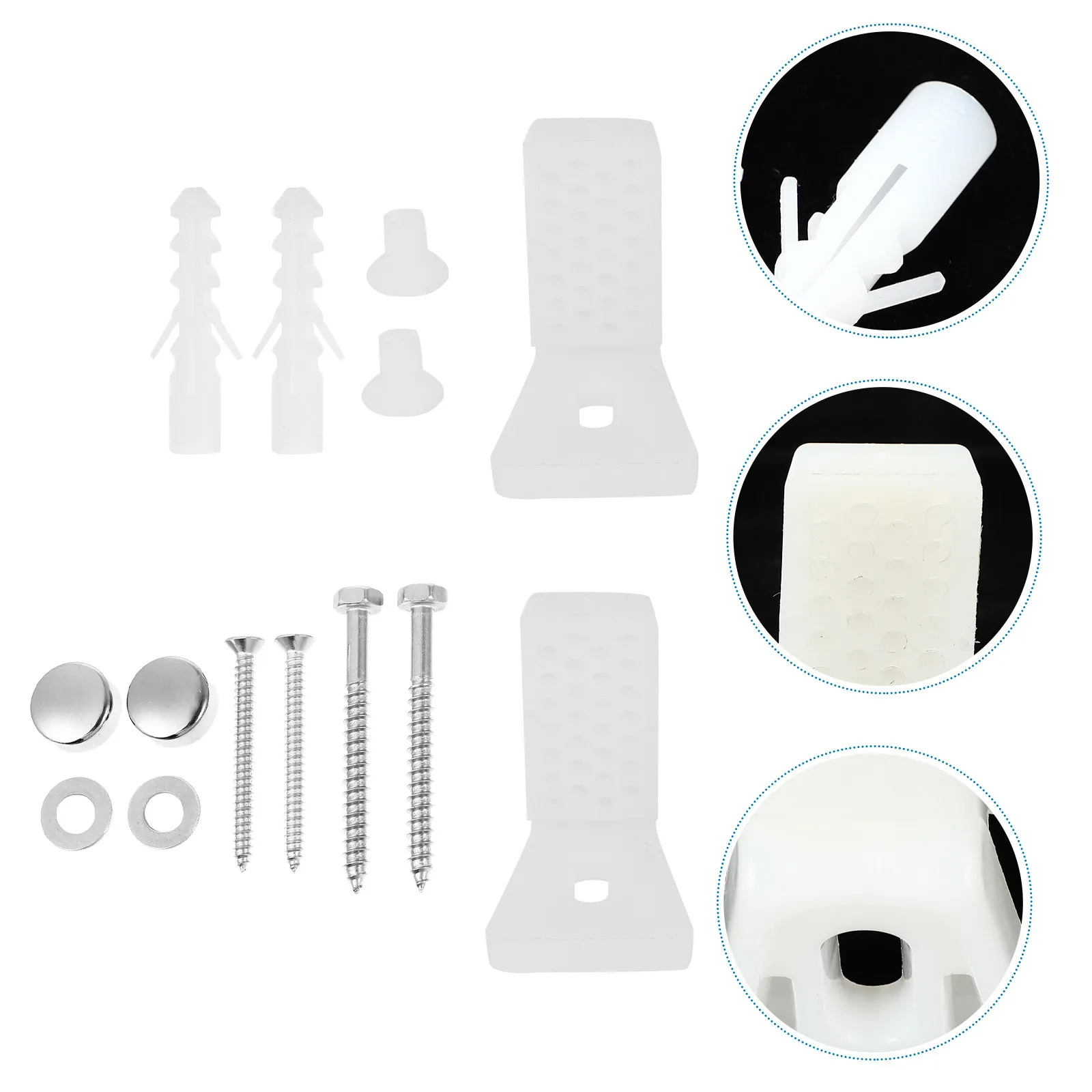 

1Set Toilet Fixing Screws Floor Mount Brackets for Universal Toilet Seat Foot Mounting Screws Replacement Parts