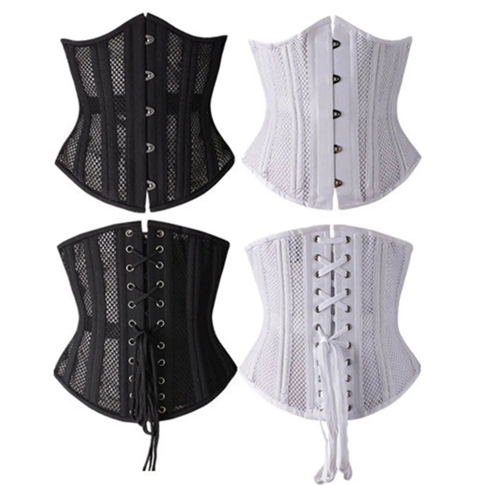 

Женский корсет под грудью со стальными костями, тренажер для талии, короткий торс, бюстье, корректирующее белье, дышащий сетчатый пояс для похудения, пояс для талии