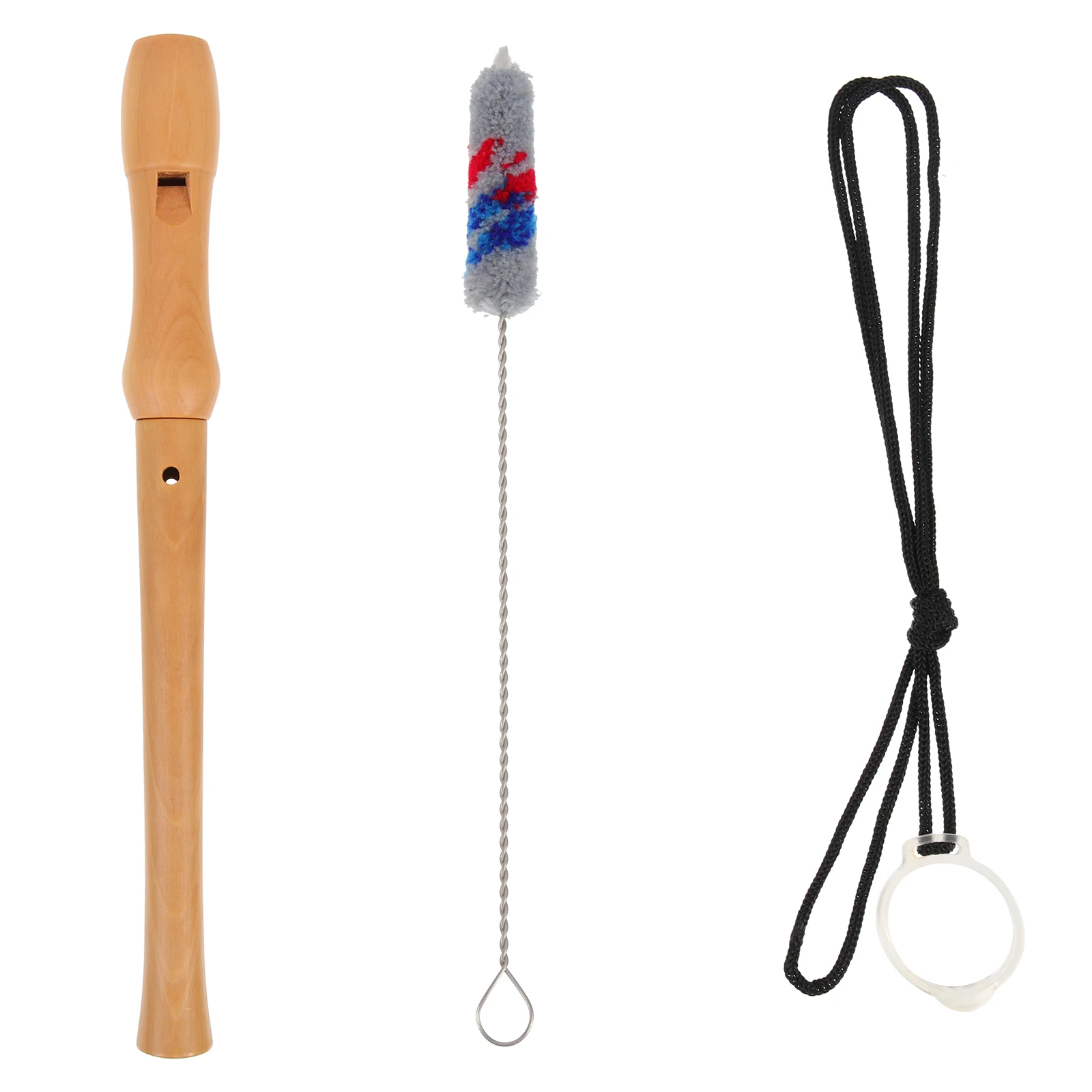 

1Set 8-Hole High Pitch Recorder German-Style Wooden Beginner Instrument for Kids Smooth Detachable Two-Section Music