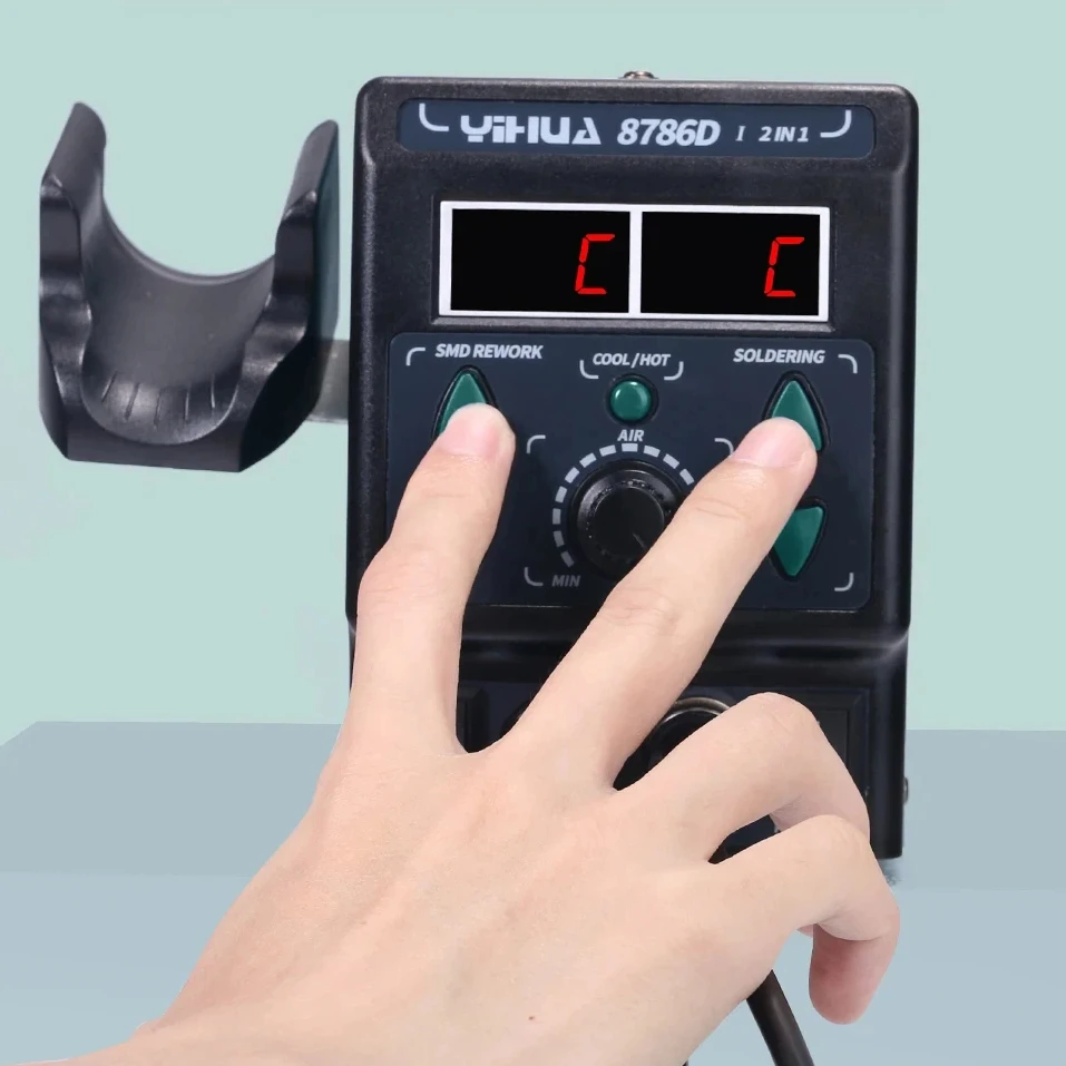 

8786D-I Hot Air Gun Welding Station Two-in-one Adjustable Temperature Electric Soldering Iron Digital Display Repair Air