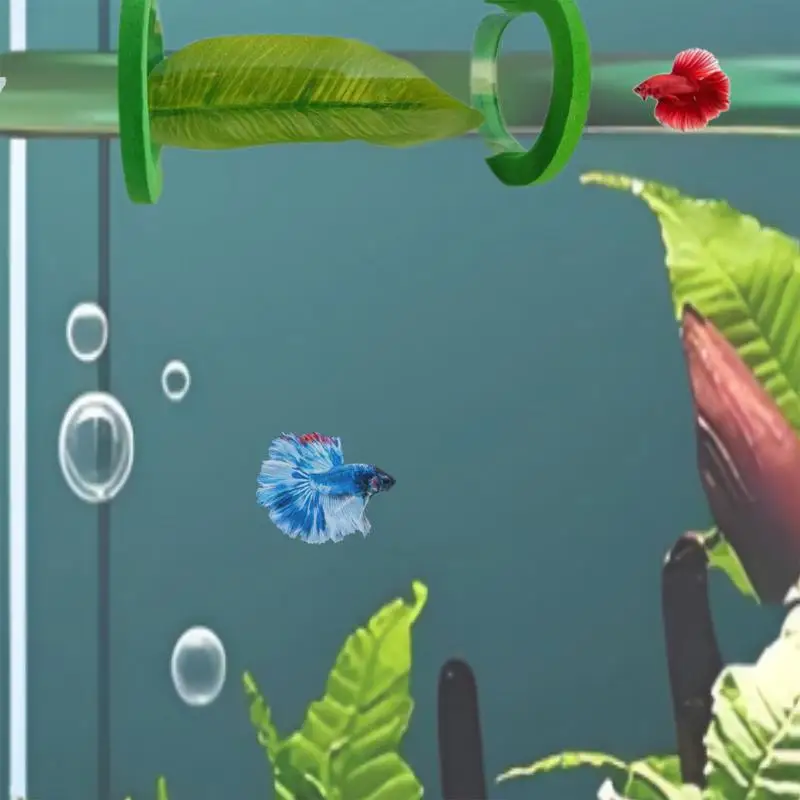 Betta Tunnel Betta Habitat Met Blad Drijvende Acryl Tunnel Garnalen Grot Aquarium Decor Voor Verrijking Verbergen Rusten