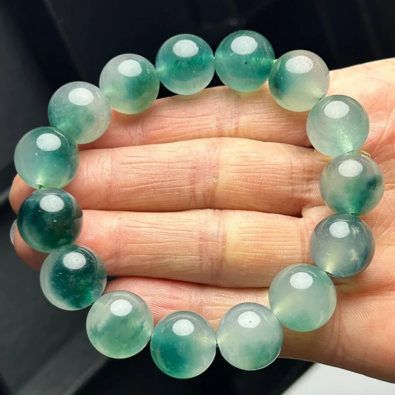 

Certified Natural Ice Green Burmese Beads Jade jadeite Bracelets Bangle 14MM