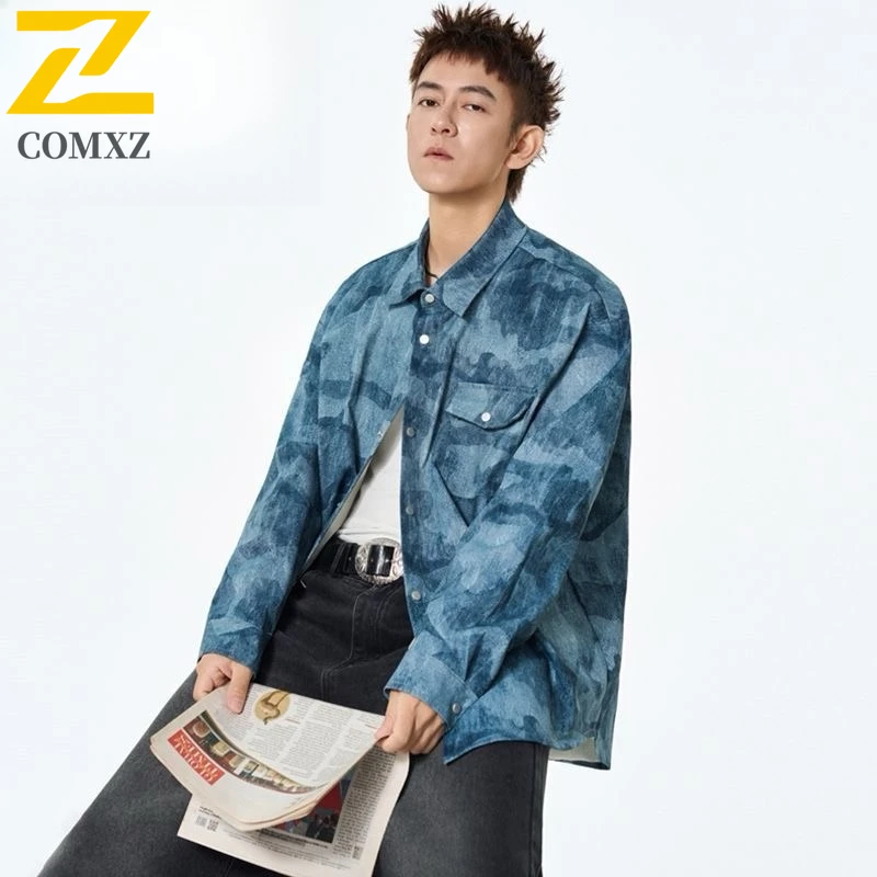 

COMXZ Luxury Men Jacket Single Breasted Design Outdoor Travel Windproof Coats Print Design Lightweight Autumn Windbreaker