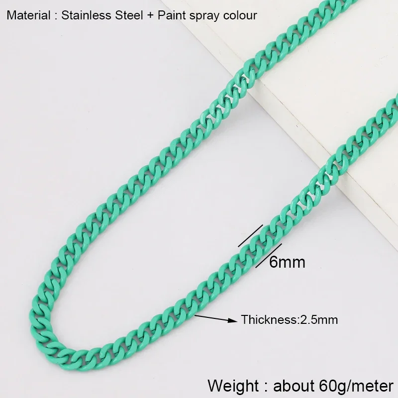 5 Meter lange, 4 mm breite, bunte ovale Edelstahlkette für klobigen Schmuck in Weiß, Rosa, Roségold, Lila, Schwarz und Gold zum Basteln. – Detail 1