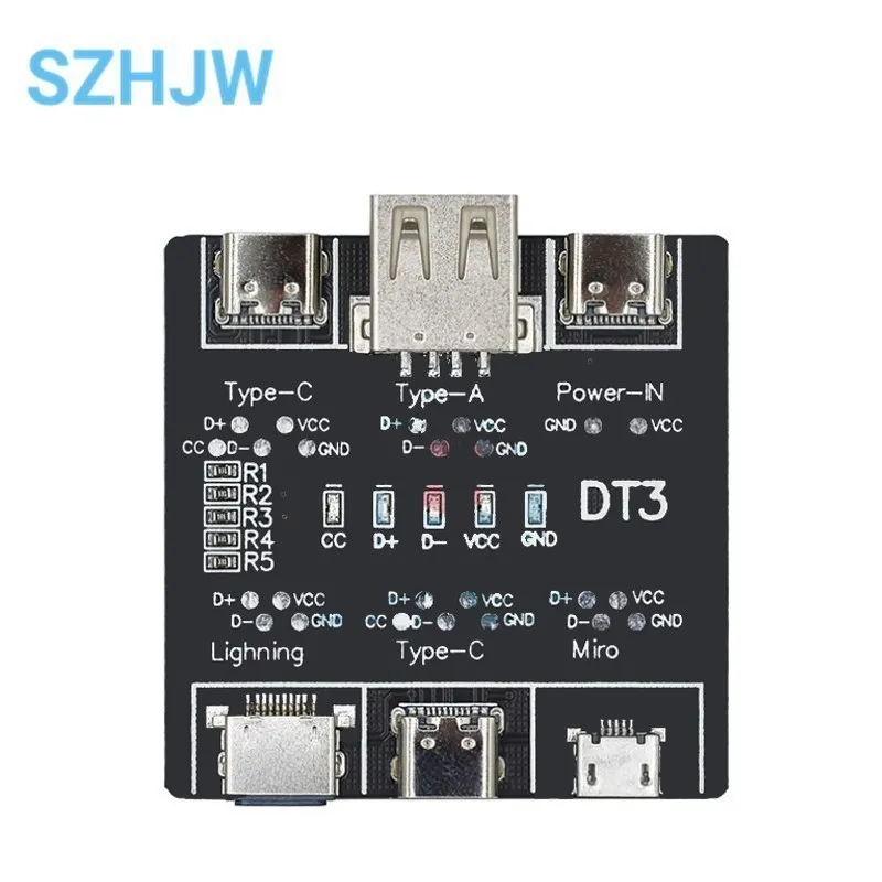 DT3 Carte de détection de câble de données Testeur de câble USB Pour iOS Android Type-C Court-Circuit On-Off Commutation Test Board Outil