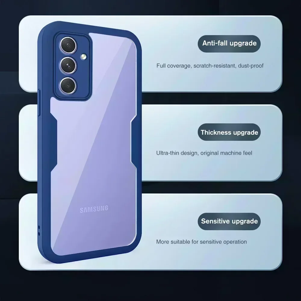 360 ° 전면 PET 필름 투명 케이스, 아크릴 후면 충격 방지 커버, 삼성 갤럭시 A54 5G, A34, A14, 4G, 2023, 삼성 A54, 34, 14