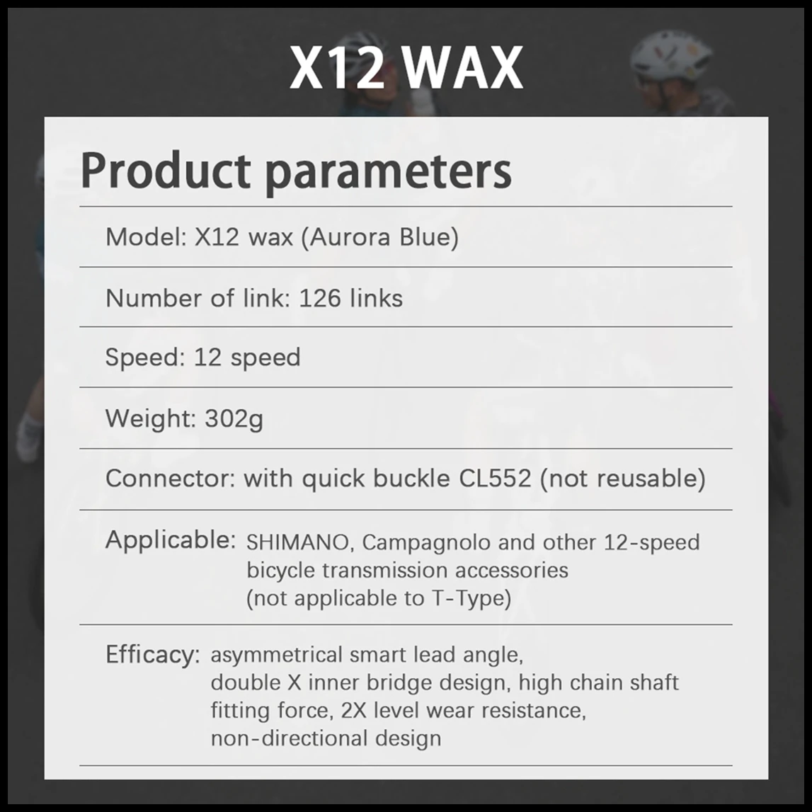 KMC Waxed Go 12S Fahrradkette X12 Aurora 12-Gang Wachskette für Rennrad und Mountainbike, kompatibel mit Shimano M6100 M8100 – Detail 8