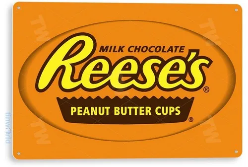 Letrero de Metal Reese's Cups, Decoración de Pared Metálica, Arte para Cocina, Tienda de Dulces A591