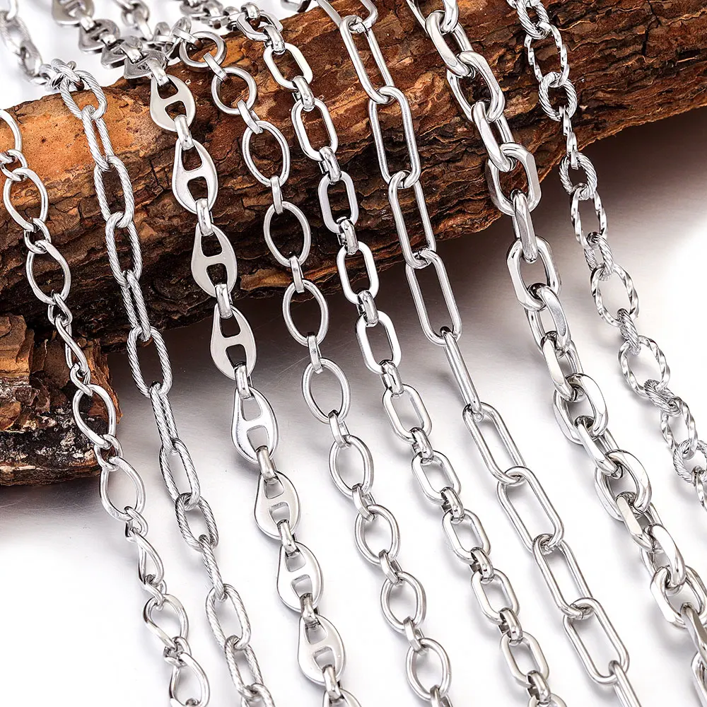 1 Meter No Fade Stainless Steel Cable Oval Chains Thick for DIY Handmade Necklace Bracelet Jewelry Making Accessories Wholesale