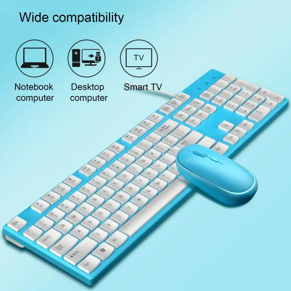 

Office Mouse 2Pcs/Set Convenient Plug And Play Widely Compatible Ergonomic Computer Keyboard PC Accessory