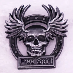 Free Spirit Skull with Wings Enamel Pin Vintage Badge Brooch Rider Biker Jewelry Backpack Decorate