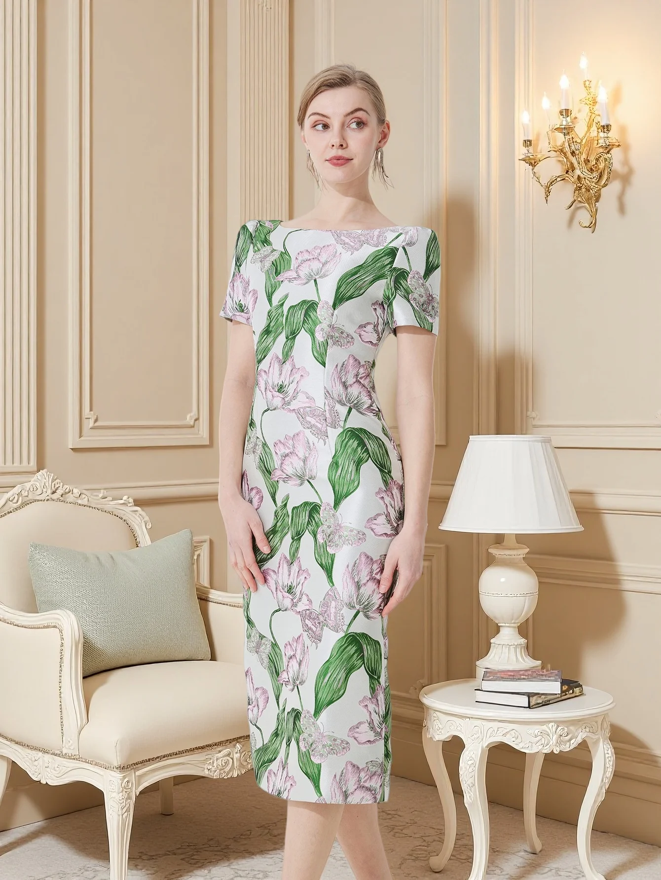 

Весна/Лето 2026, новое жаккардовое облегающее платье-тюльпан, элегантное платье для торжественного наряда свадебного гостя