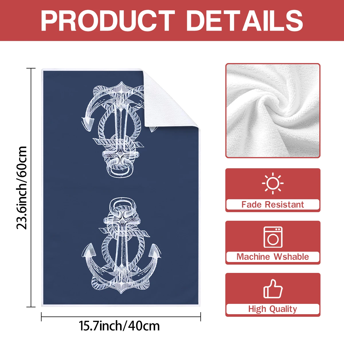 2/4pcs Retro Line Drawing Sea Breeze Elements Kitchen Towels, Absorbent Soft Kitchen Tea Towel Set, Kitchen Decorations