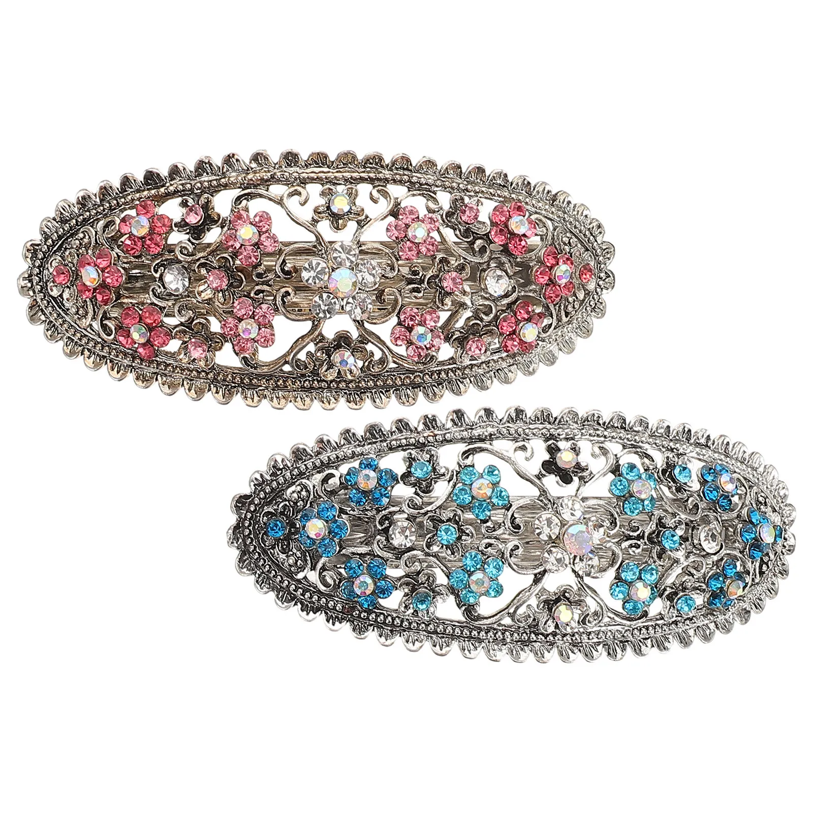 

2Pcs Retro Hair Clips Vintage Metal Barrettes in Pink Beige Small Flat Hair Clips for Women Comfortable All-Day Wear