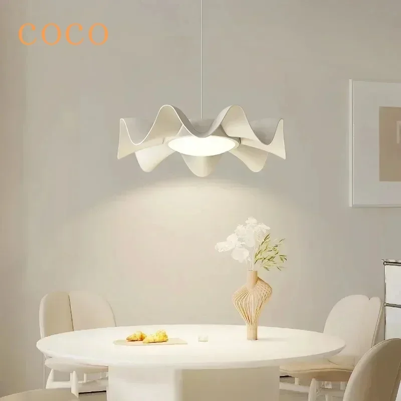 

French Modern Restaurant LED Chandelier Black White Lighting Body Pendant Light for Living Room Kitchen Bedroom Hanging Lamp