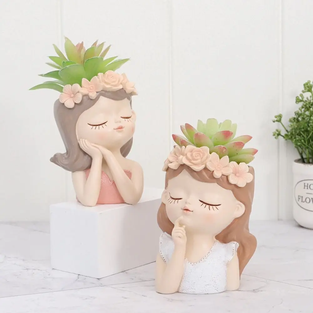 أصيص زهور مصنوع يدويًا من الراتنج للفتيات ، المزارعون ، النحت ، الإبداعي ، ديي ، لطيف ، المنزل ، ديكور الغرفة ، هدية #1