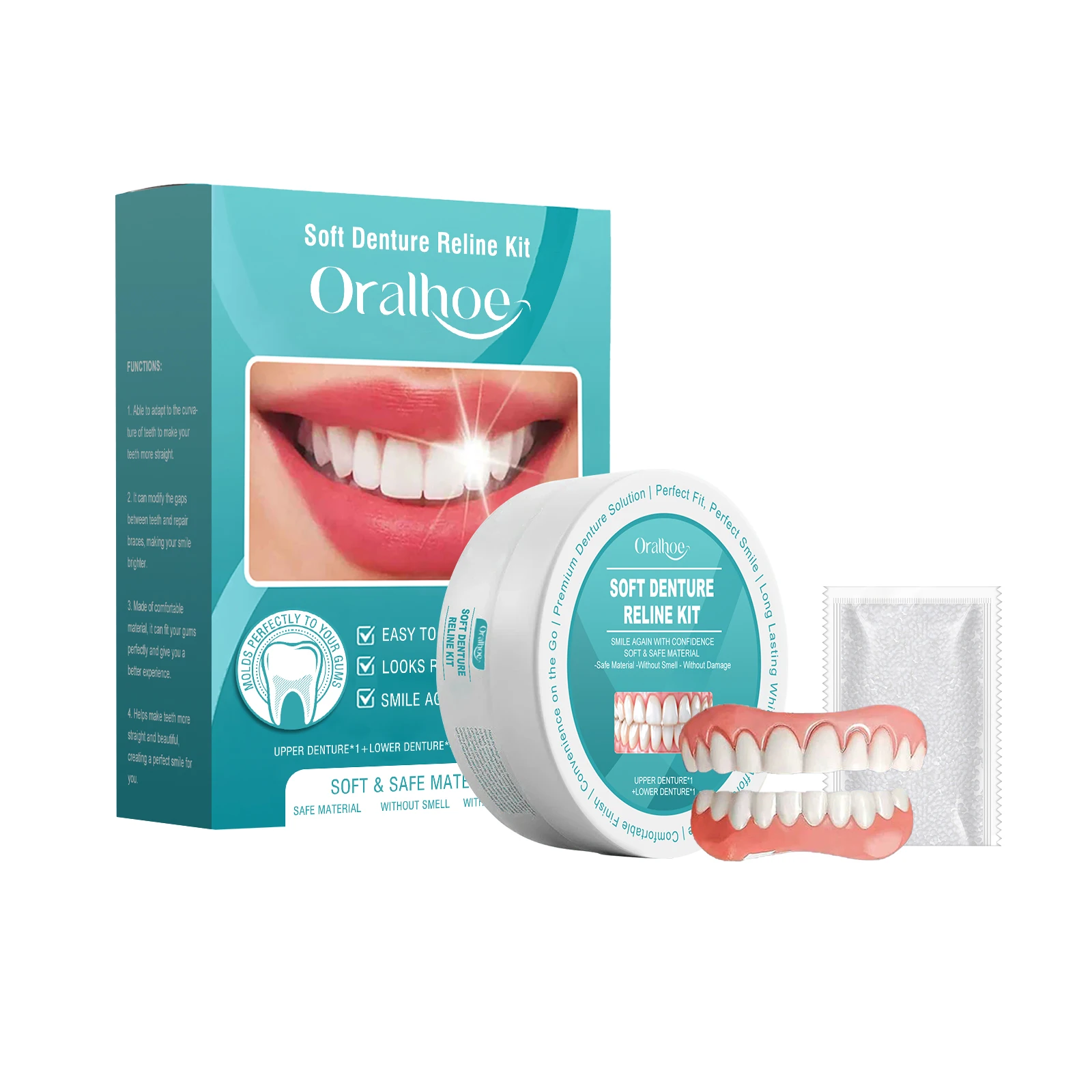 Adjustable Silicone Dentures Temporary Orthodontic Braces Removable Dental Veneers Fit Mouth Perfect Smile False Teeth Full Set