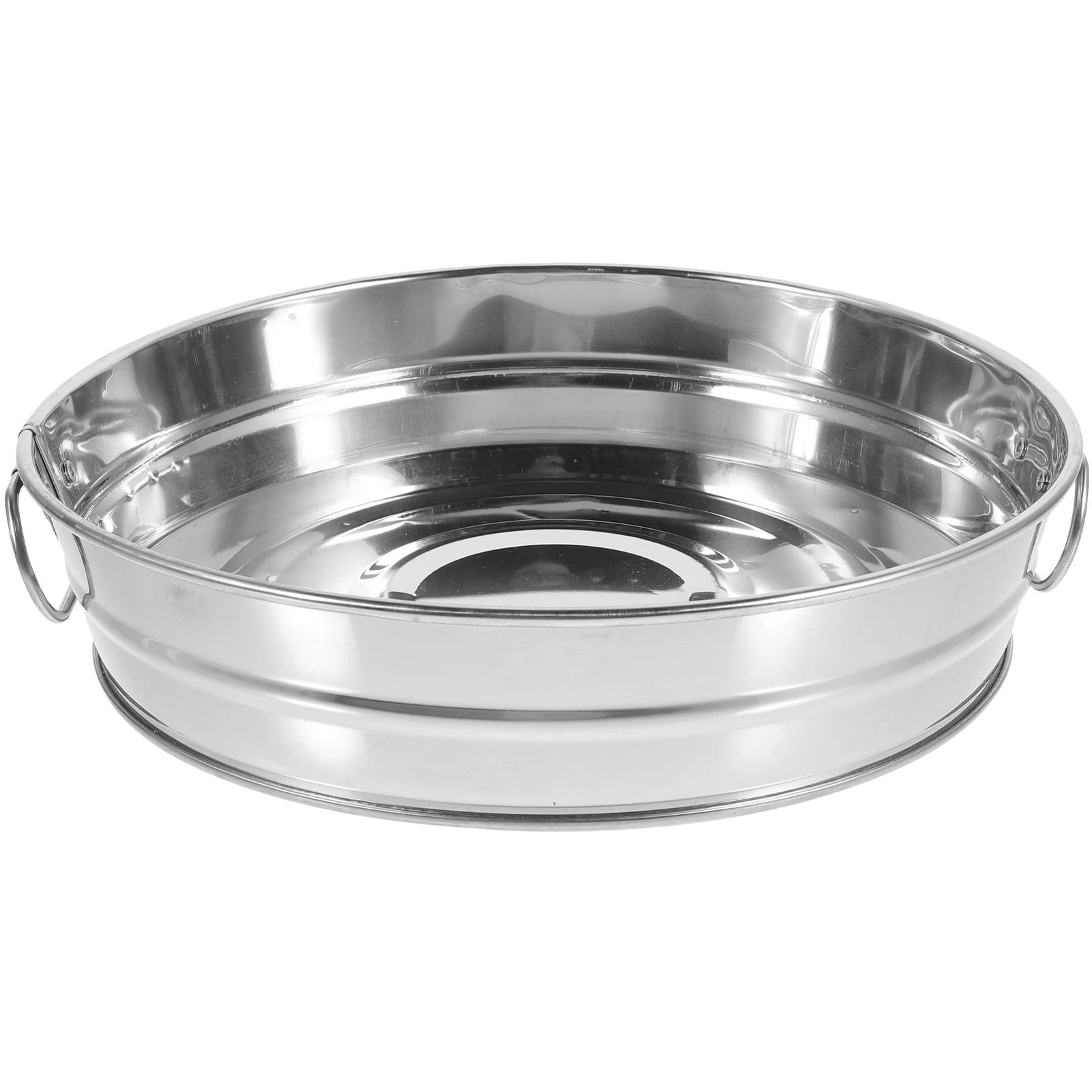

Stainless Steel Round Plate With Handles Large Capacity Rust Resistant Sleek Design Easy Clean Suitable For Home Hotel