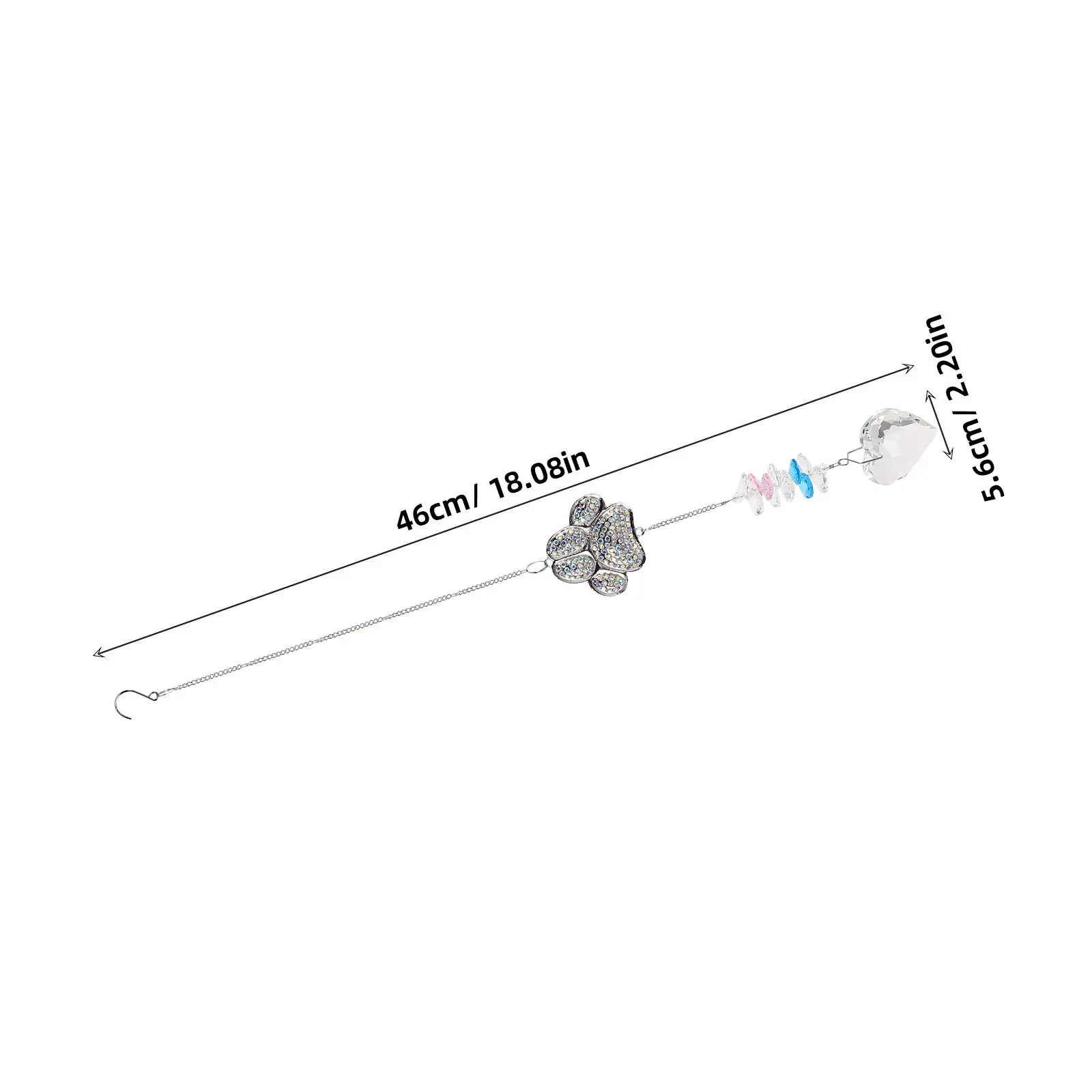 Crystal Heart Wind Chime Sparkling Suncatcher Outdoor Garden Patio Balcony Decor Relaxation Gift