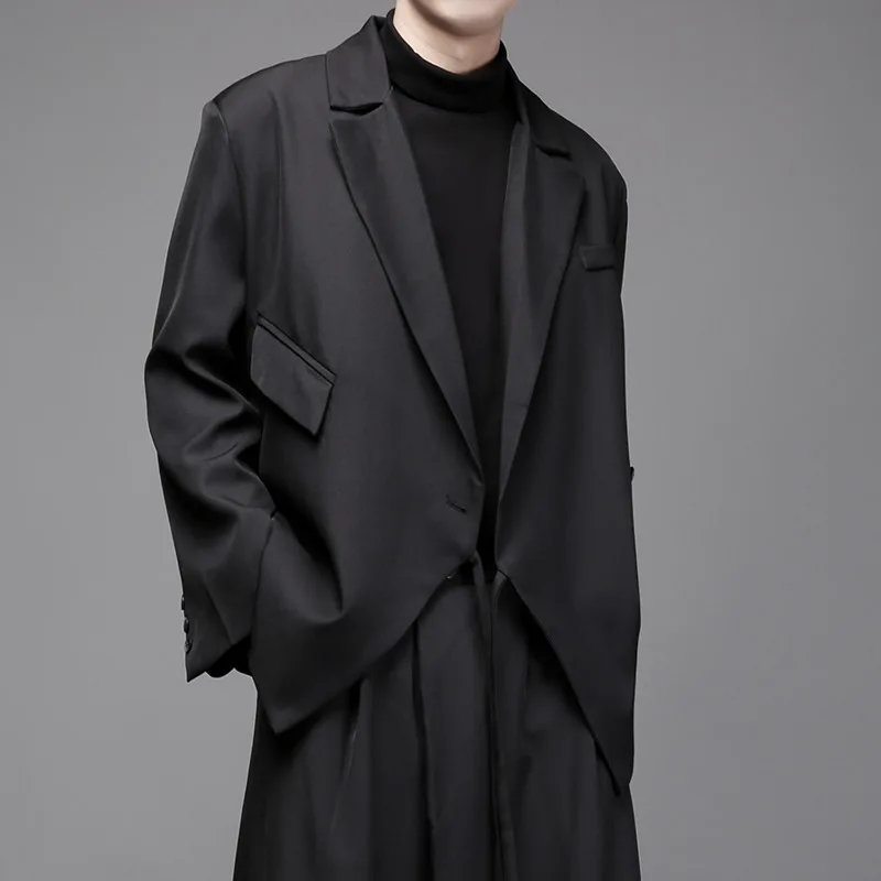 WVGA Frühling Herbst Neue Mann Flut Dunklen Stil Asymmetrische Trendy Nische Design Anzug Jacken Casual Langarm Blazer Ins Y2K W14168