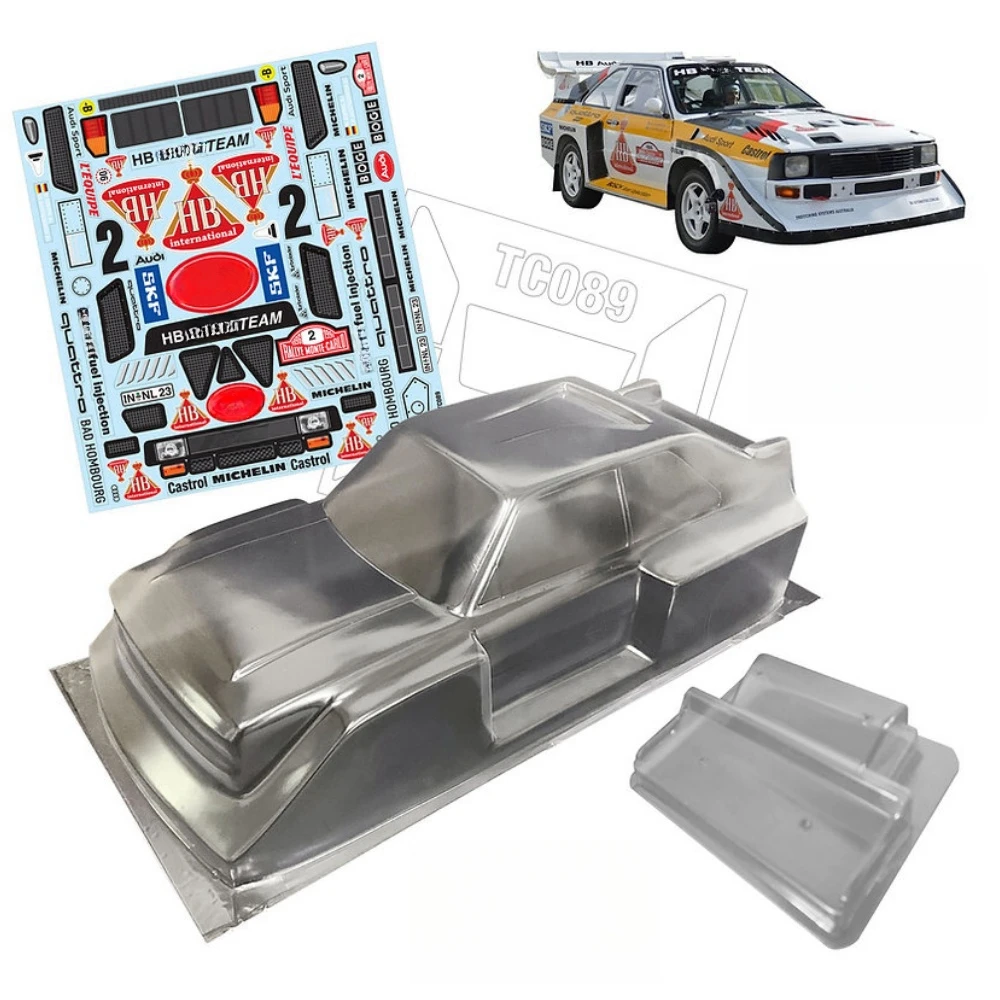 TC089 1/10 Aodi Quattro S1 Rally Car Body shell w/ Decal sheet for RC Drift Chassis 260mm Wheelbase Tamiya tt02 XV01 XV02