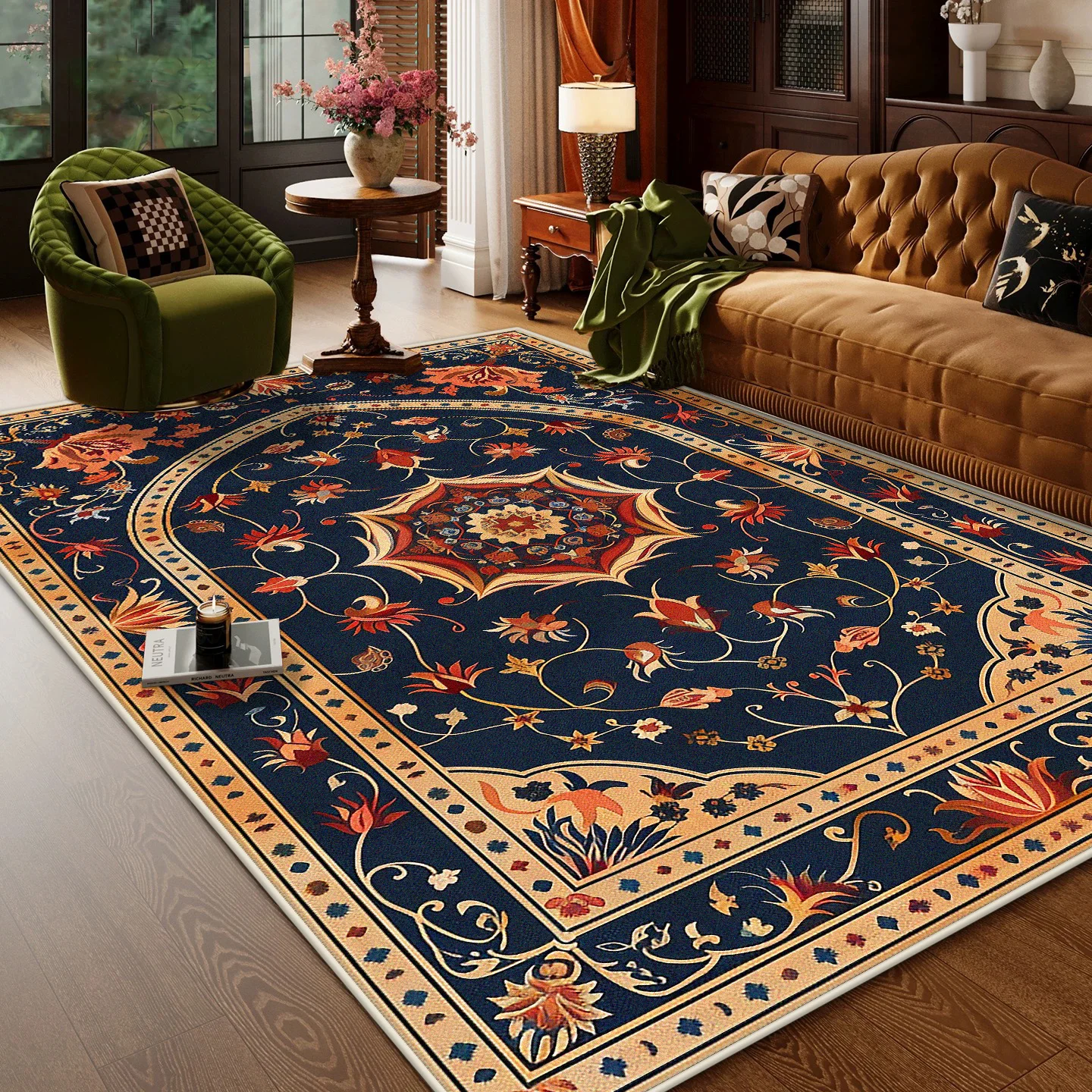 

Ковер для гостиной в персидском стиле, роскошное украшение, зона дивана, пушистые мягкие коврики для домашней комнаты, нескользящий моющийся коврик, пол