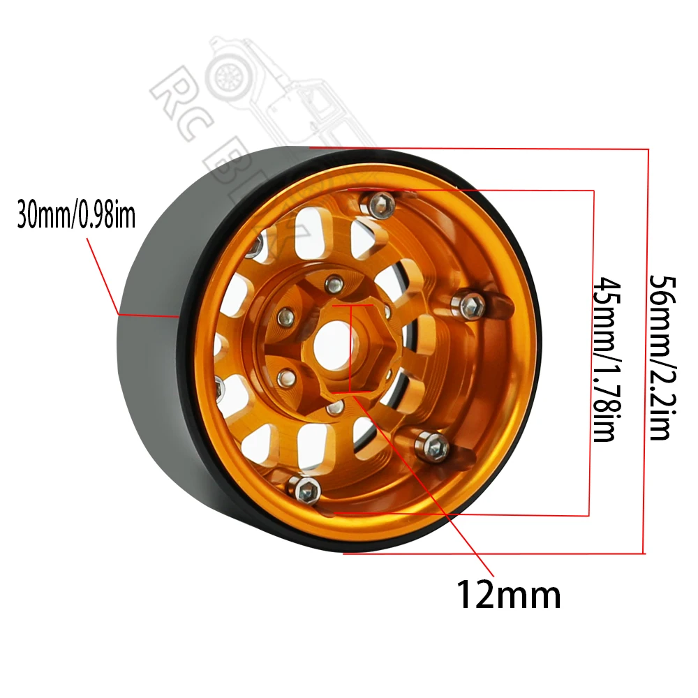 Llantas de Metal con abalorios para coche de control remoto, bujes de 1,9 pulgadas para 1/10 RC Crawler, piezas de camión Axial SCX10 iii RBX10 TRX4