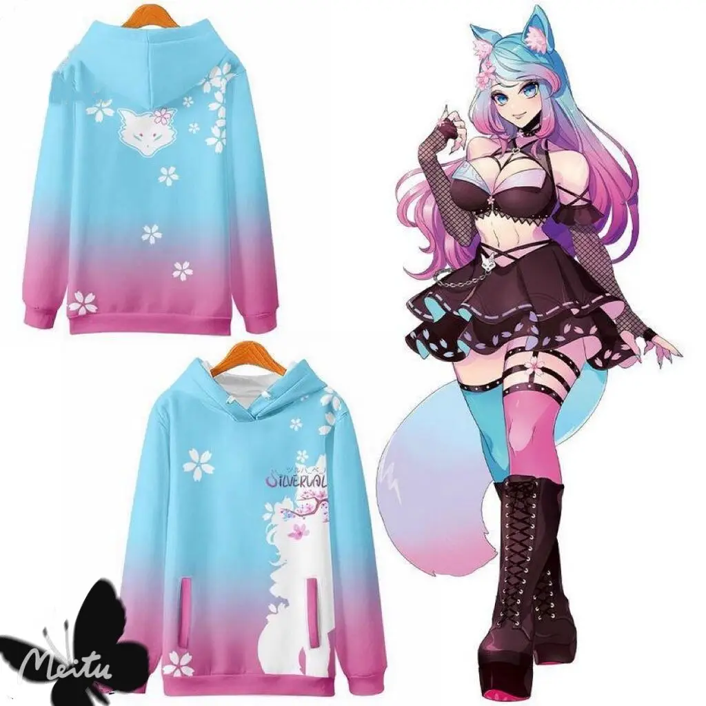 2022 VTuber Silvervale Style 3D Printing Autumn Fashion Japanese Harajuku Hoodies Sweatshirt Long Sleeves Pollover Plus Size