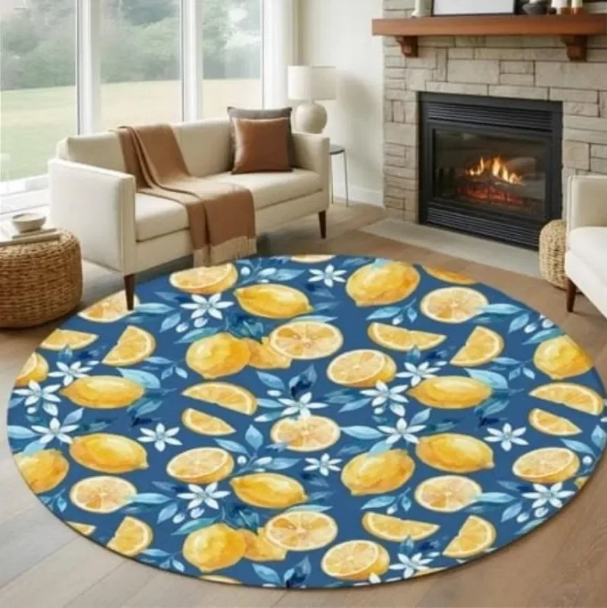 Round Rug Pastel Faux Braid Area Rugs Living Room Concentric Circles Carpet Farmhouse Decor Floor Mat Computer Chair Mats