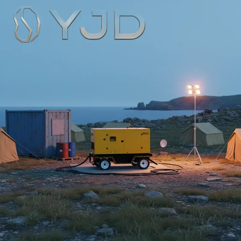 YJD Portable 300KW Diesel Generator Set 3 Phase Electric Start Low Noise Mobile Power Plant on Four-Wheel Trailer with ATS