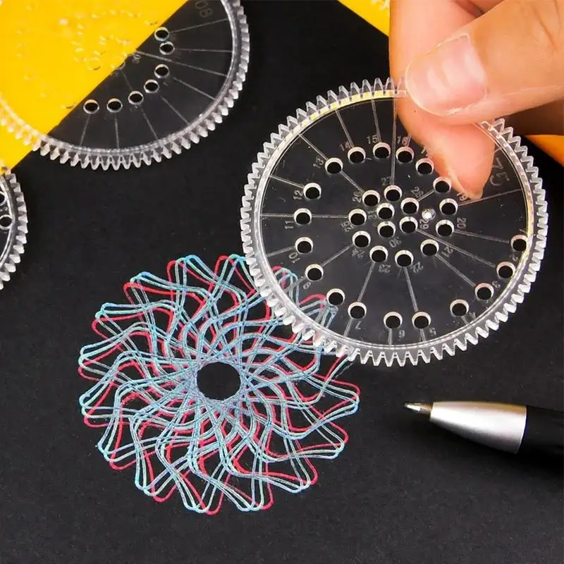 27Pcs/Set New Tin Draw Drawing Art Original Spirograph Design Set Craft Painting Template Pupil Multi Functional Stationery Set